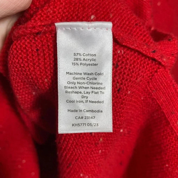 Talbots Pullover Sweater Size Medium Red Shoulder Zip Christmas Holiday career - Picture 7 of 9